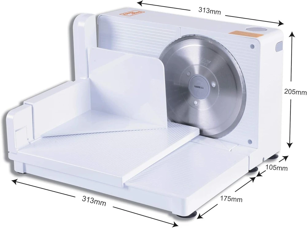 Superhandy universalus pjaustytuvas 17 cm profesionalus kilnojamas ir sulankstomas elektrinis Ac 230 V 50 Hz 120 W mėsos ir dešros gaminiams, delikatesams ir sūriui su nerūdijančio plieno Rsg Solingen ašmenimis