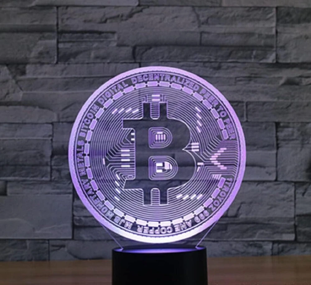 Lova Superruidalong 3d bitcoin naktinės lempos su nuotolinio valdymo pulteliu, 16 spalvų iliuzija, akrilinė led stalinė lempa prie lovos, vaikų miegamojo stalo dekoras, gimtadienio dovanos, žaislas vaikams