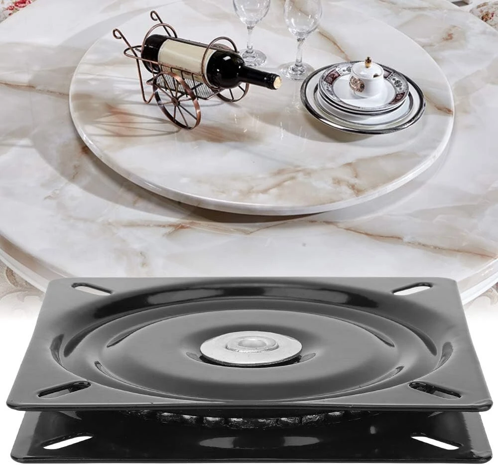 Suppro Pasukamas padėklas Turntable Seat, 360° besisukantis Lazy Susan guolis, galvanizuotas plienas virtuvės stalviršiams, spintelėms, televizorių staliukams, Turntable guolis (juodas, 6 colių storio)