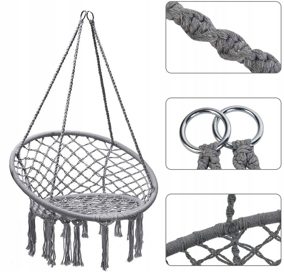 Sūpynės gandralizdis tamsiai pilkas boho stiliaus 150 kg