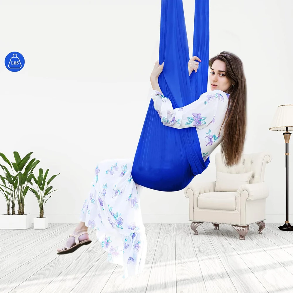 Sūpynės-hamakas sensorinei terapijai mėlynas adhd autizmas 280cm