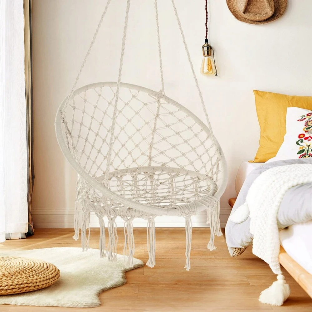 Sūpynės-lizdas gandralizdis, sodo supamas krėslas BOHO, skirtas sodo namui, 120 cm