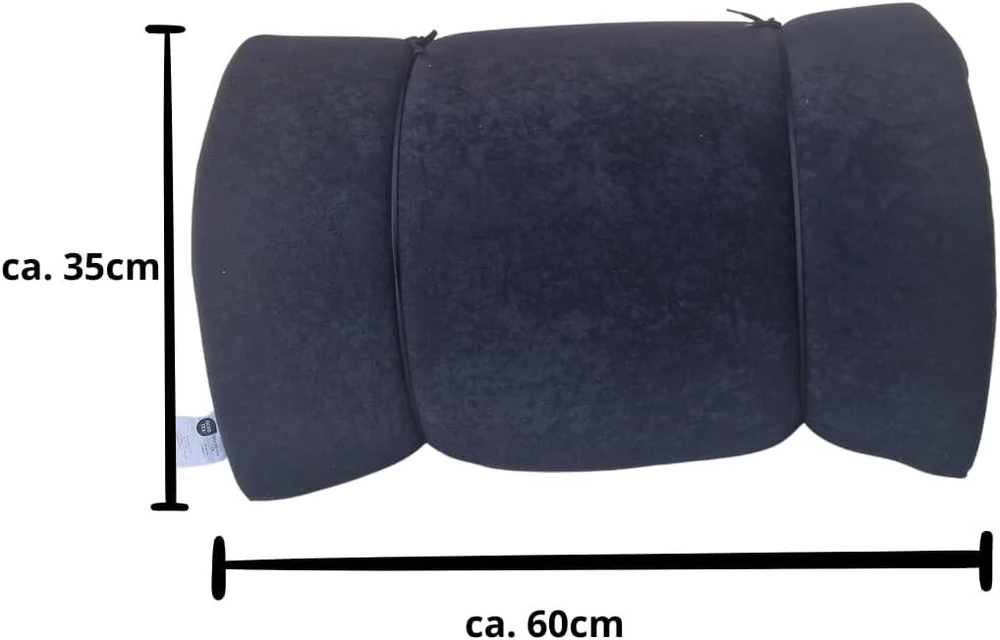 Susuktas čiužinys apie 200 x 60 x 6 cm sulankstomas čiužinys, miego kilimėlis, futono čiužinys, sulankstomas čiužinys, reguliuojamo ilgio (0001-juodas)