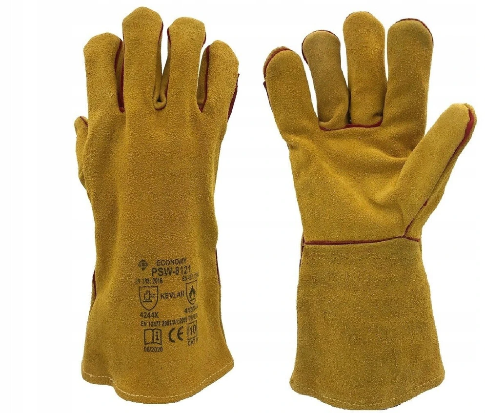Suvirinimo pirštinės Mig tipo skeltos odos Kevlar siūlai 10