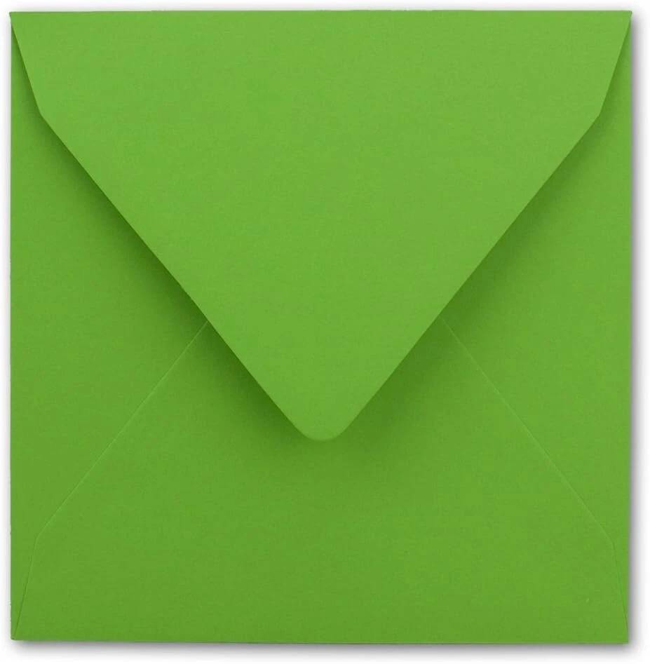 Šviesiai žalios kvadratinės vokai 155x155 mm, 50 vnt.