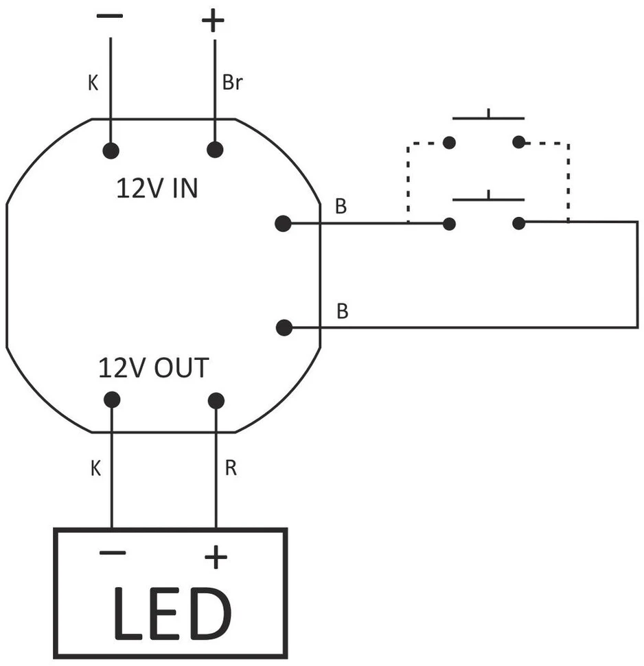 Šviesos reguliatorius led apšvietimui 12v einbaudimmer dimmer dimmer dimmer button sco-803 F&f 5137