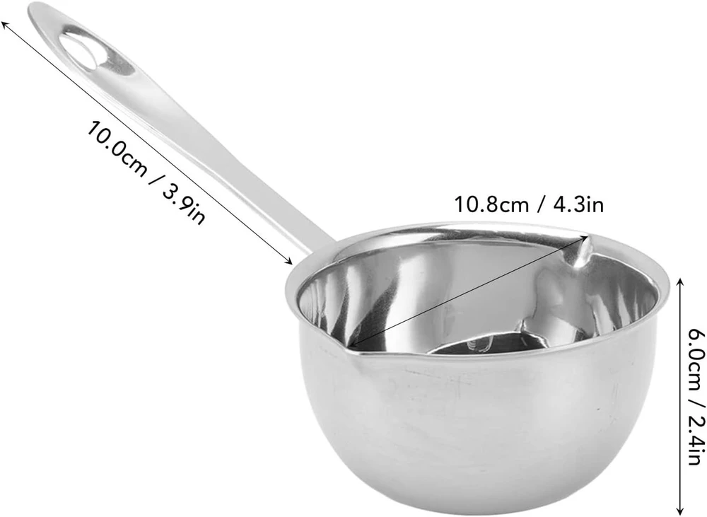 Sviesto šildymo puodas, plokščias, skirtas indukcinei kaitlentei, nerūdijančio plieno, mažas puodas pienui, aliejui, sviestui lydyti (300 ml)