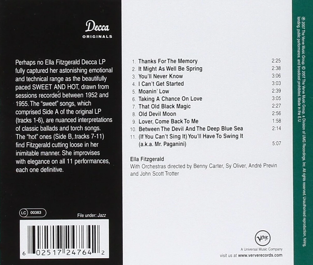 Vinilinė plokštelė Sweet And Hot (verve Originals Series)