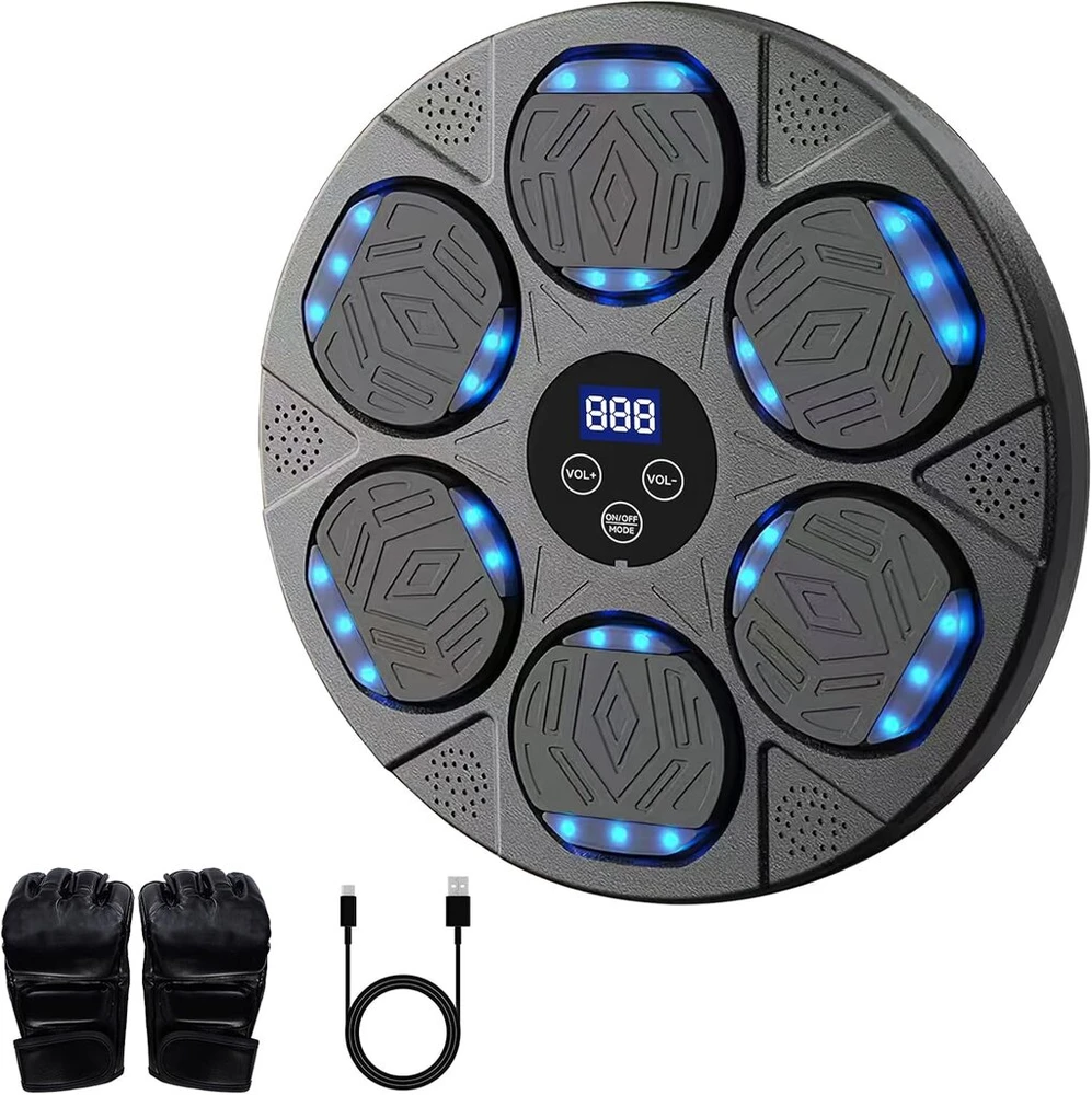 Swetfela muzikos bokso treniruoklis, elektroninis muzikos bokso treniruoklis su bokso pirštinėmis, 9 greičio režimai, muzikos bokso treniruoklis, bluetooth