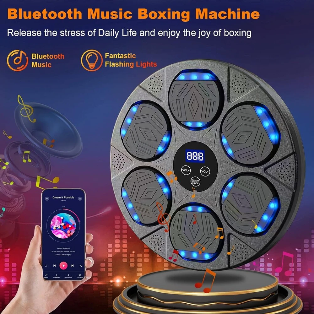 Swetfela muzikos bokso treniruoklis, elektroninis muzikos bokso treniruoklis su bokso pirštinėmis, 9 greičio režimai, muzikos bokso treniruoklis, bluetooth