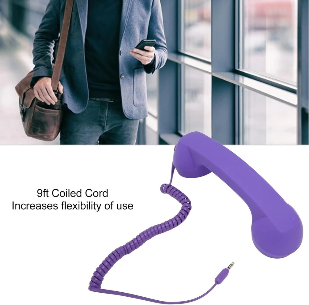Sxhlseller telefono ragelis mobiliesiems telefonams, retro 3.5mm telefono ragelis, radiacijai atsparus laidinis mobiliojo telefono imtuvas išmaniesiems telefonams ir kompiuteriams (violetinis)