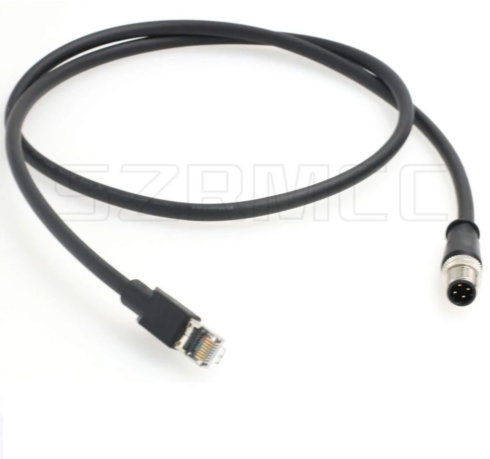 Szrmcc m12 4-pin į rj45 male industrial ethernet shielded cat5e didelio lankstumo pramoninis tinklo kabelis (3 m/9.8 ft)