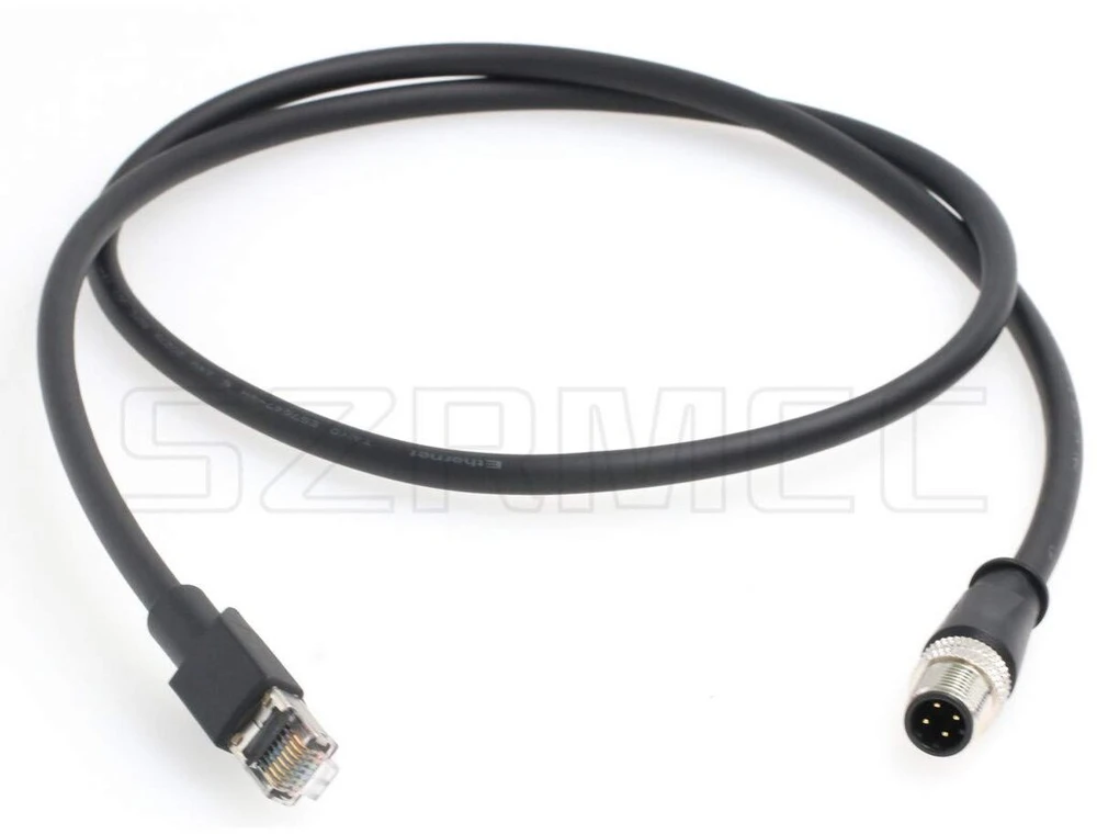 Szrmcc m12 4-pin į rj45 male industrial ethernet shielded cat5e didelio lankstumo pramoninis tinklo kabelis (3 m/9.8 ft)