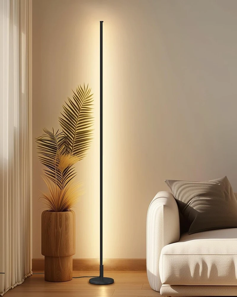 Lova Tacahe minimalistinis kampinis toršeras - 2700 K - 6500 K pritemdoma led naktinė lemputė - modernus toršeras su nuotoliniu valdymu svetainei miegamajam - 145 cm 12 W - juodas