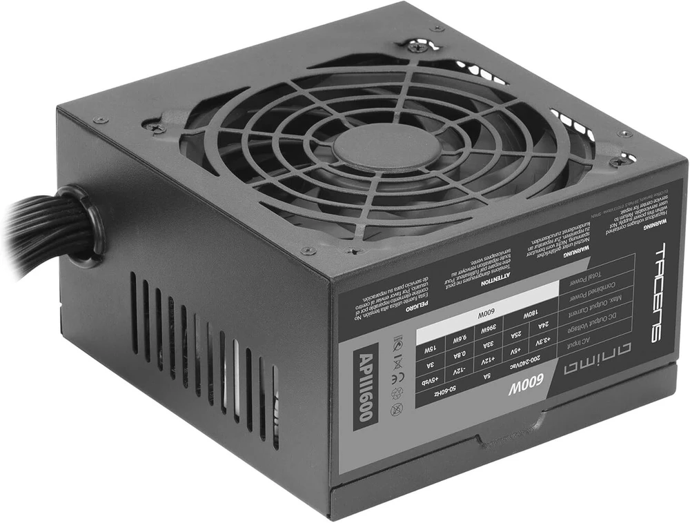 Tacens Anima Apiii600 maitinimo šaltinis Pc Atx 600 W, Smd technologija 85% Bronze 12 V, itin tylus 12 cm ventiliatorius, juodas