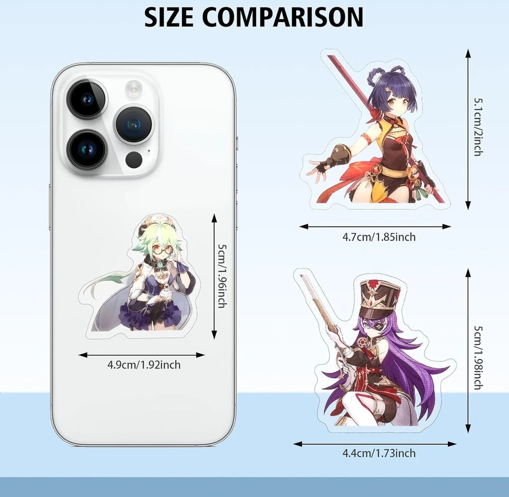 Taicy Genshin Impact lipdukai, atsparūs vandeniui, atsparūs saulei, anime žaidimo lipdukų rinkinys mobiliajam telefonui, nešiojamam kompiuteriui, buteliams, riedlentei, dovana gerbėjams (genshin Stickers-1)