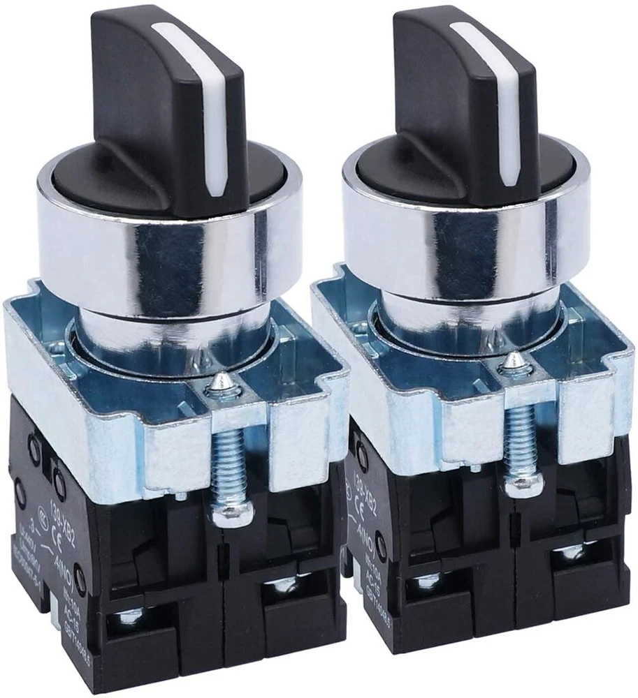Taiss 2 x Rotacinis pasirinkimo jungiklis 22 mm 3 pozicijos 440 V 10 A