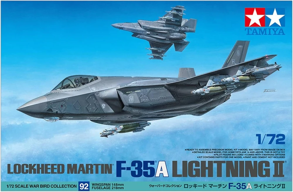 Tamiya 60792 1:72 F-35a Lightning Ii - tiksli kopija, plastikinis rinkinys, rankdarbiai, modelio rinkinys, surinkimas, nedažytas, įvairiaspalvis