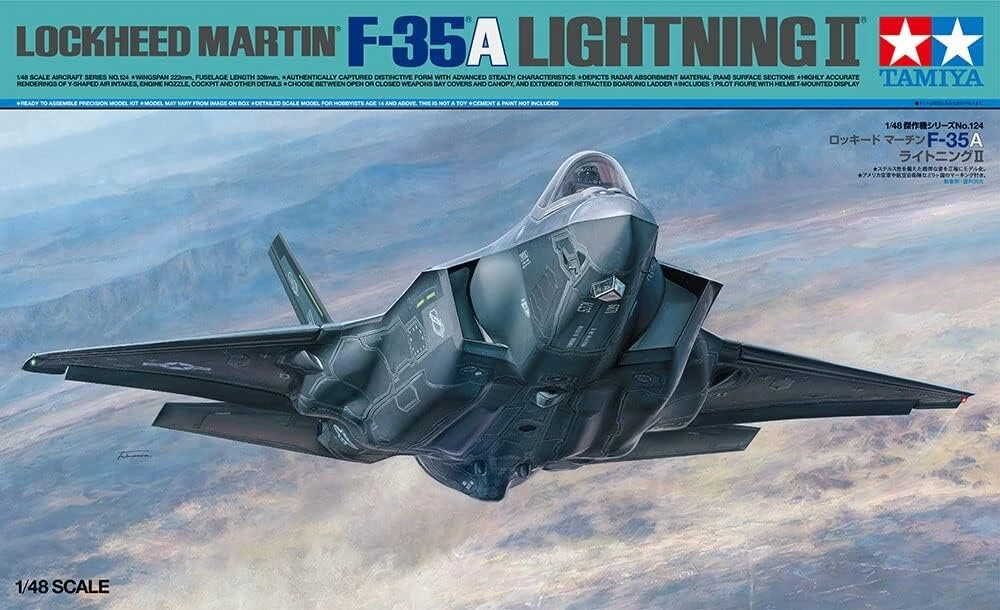 Tamiya 61124 1:48 us f-35a lightning ii - tiksli kopija, plastikinis rinkinys, rankdarbiai, modelio rinkinys, surinkimas, nedažytas, įvairiaspalvis, vidutinis