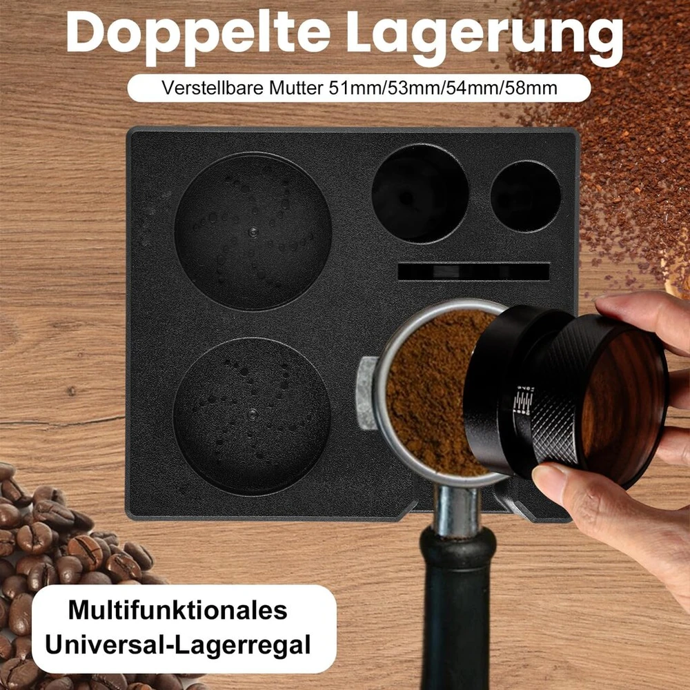 Tamperio stotelė baristai 51–58 mm juoda, pagaminta iš Abs, reguliuojama, skirta espresso, universali