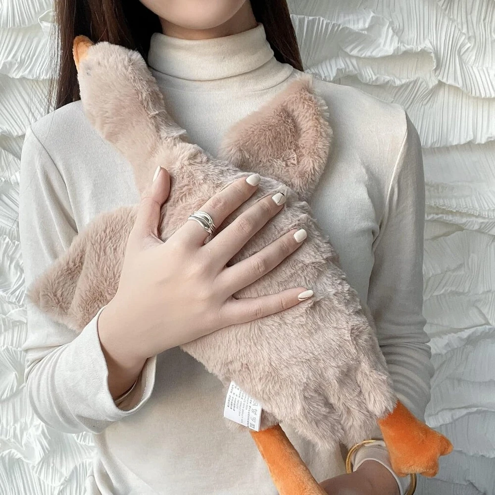 Tanha žąsis, minkštas žaislas, pliušinis žaislas, kawaii pliušinis žaislas, antis, didelis žąsies minkštas žaislas (ruda, 49 cm)