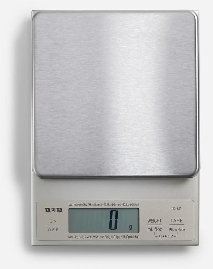 Tanita Kd321sv33 virtuvinės svarstyklės 3kg su 0,1 g tikslumu