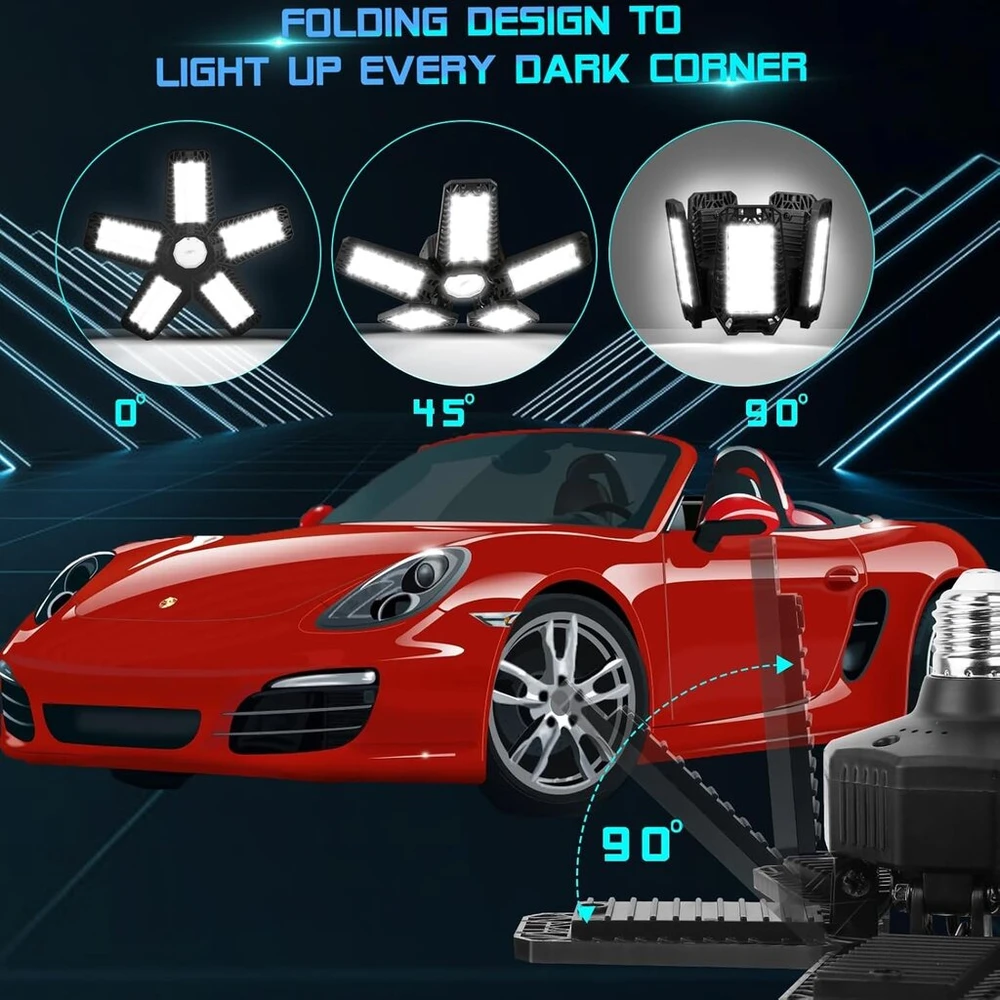 Tasinuo garažo led lempa 160 w 1 vnt., 16000 lm 6500 k labai ryški led dirbtuvių lubų šviestuvas su 5+1 reguliuojamu skydu, e26 e27 rūsio lempa garažo dirbtuvių sandėliui rūsiui
