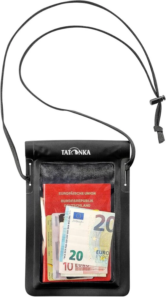 Tatonka Neck Pouch Wp vandeniui atsparus dėklas mobiliajam telefonui su kaklo dirželiu ir permatomu, lietimui jautriu ekranu Ipx7, matmenys: 21 x 14 cm