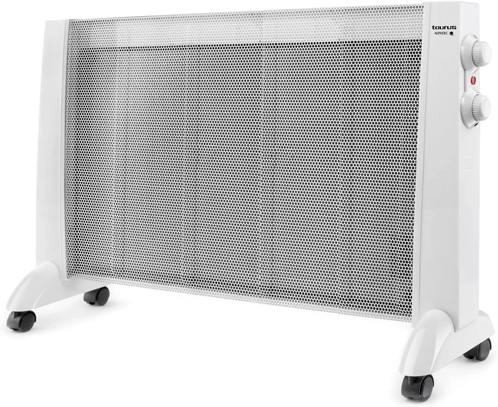 Taurus Prmb 2400 radiatorius 2400 W 3 temperatūros reguliuojamas termostatas ratukai apsauga nuo perkaitimo tylus baltas