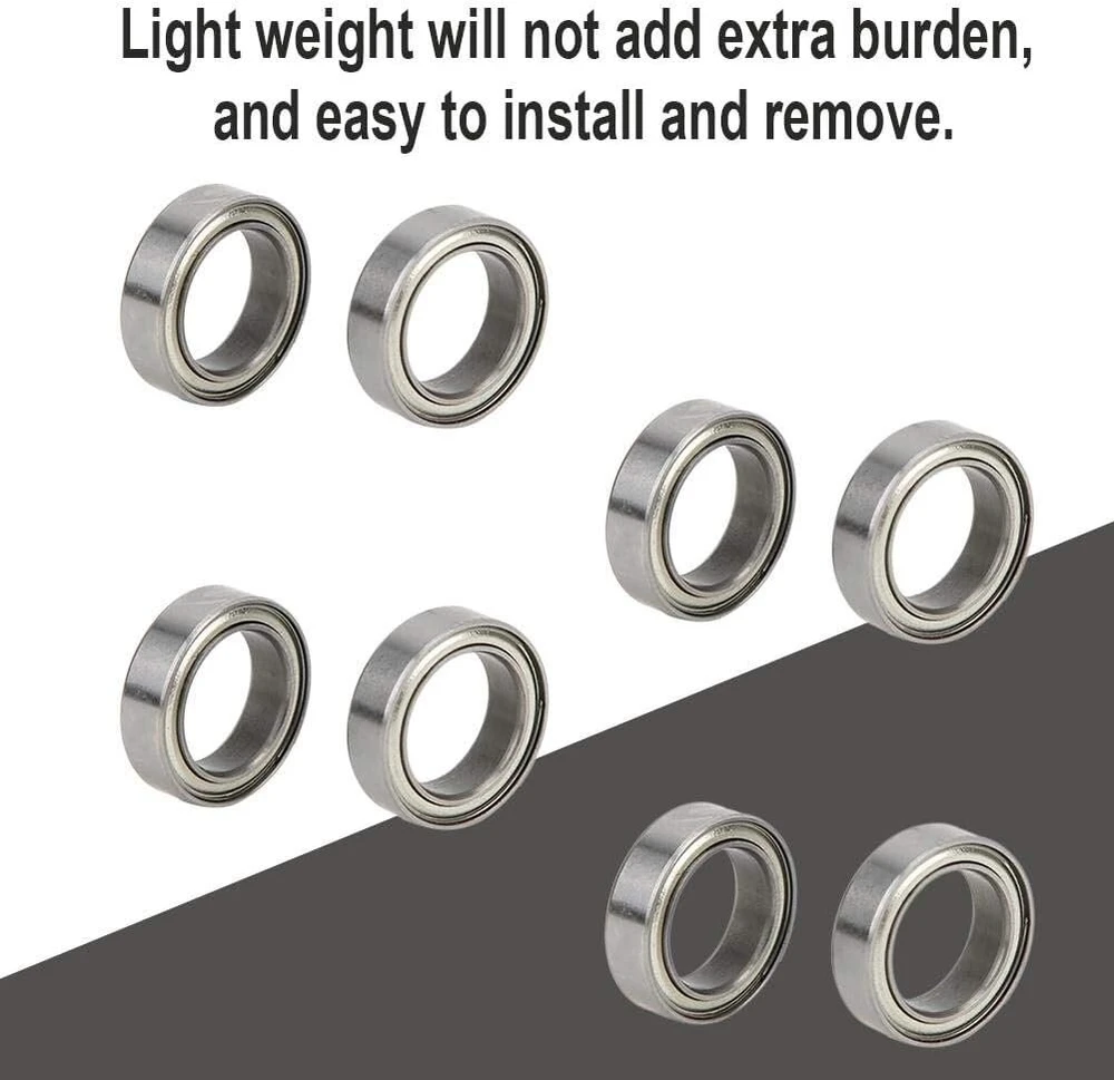 Tbest rc guoliai, 8 vienetai 10 x 15 x 4 mm metaliniai rutuliniai guoliai, skirti hpi wr8 b021 st/mt rc automobilių atsarginėms dalims (sidabriniai)