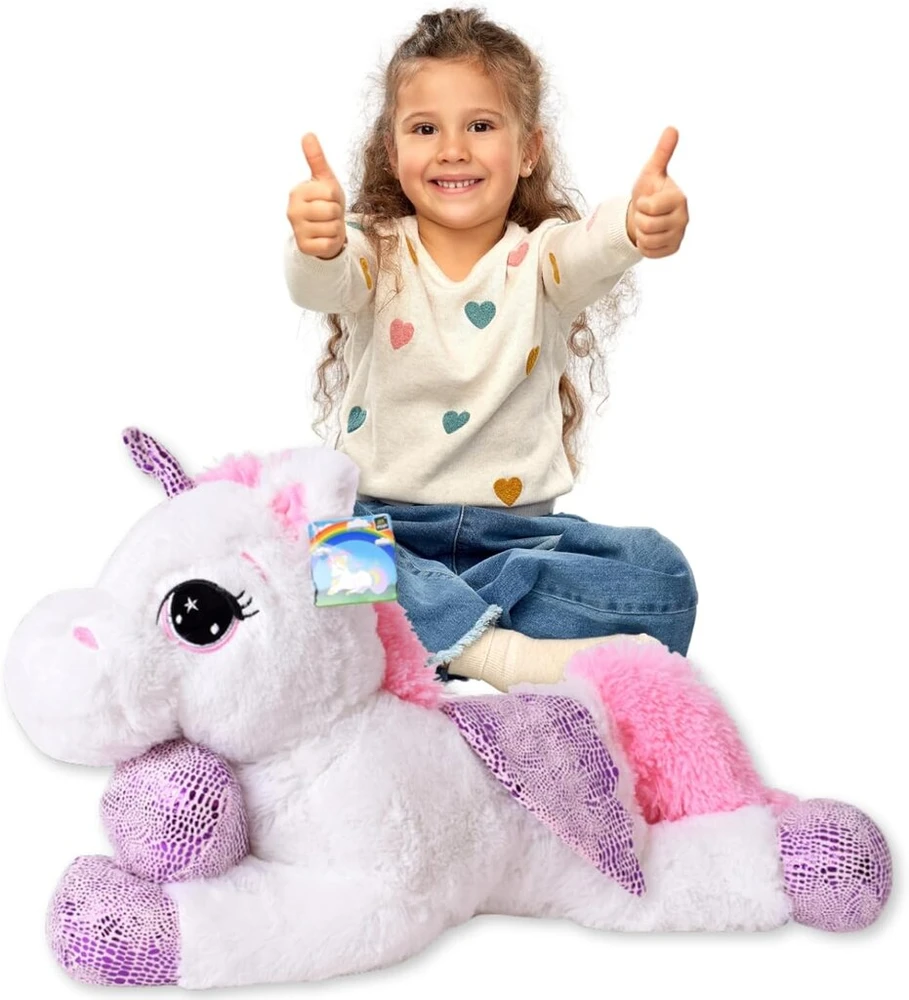 Te-trend vienaragis, minkštas žaislas 45 cm - pliušinis žaislas, skatinantis magiškas ir fantazijos kupinas žaidimų valandas - kimštinis žaislas su blizgančiu ragu