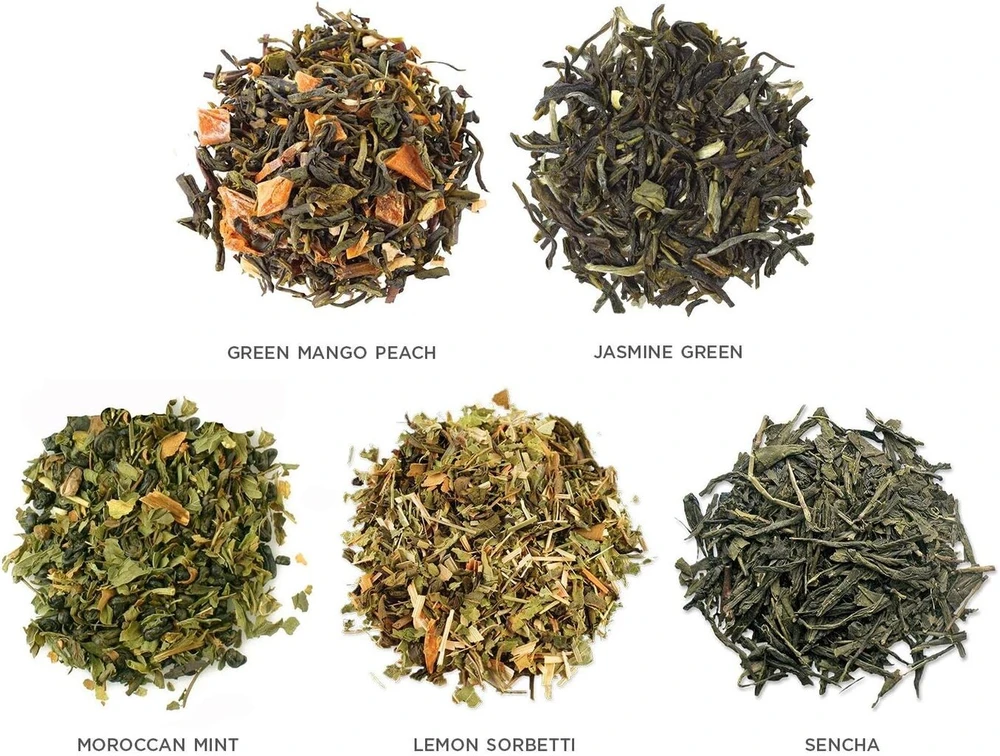 Tea Forté Vital žaliosios arbatos degustacinis rinkinys žaliosios arbatos užpilui, įvairios rūšys, telpa 15 puodelių arbatos