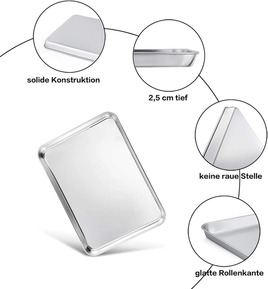Teamfar kepimo skarda su grotelėmis, nerūdijančio plieno kepimo forma, orkaitės padėklas ir torto grotelės, aušinimo grotelės, 31,6 x 24,6 x 2,5 cm, sveika ir netoksiška, lengvai valoma ir galima plauti indaplovėje