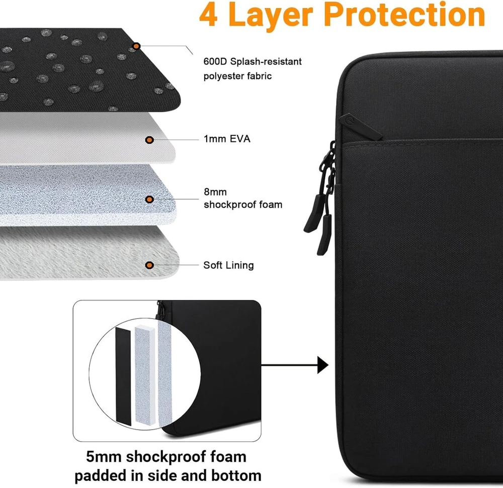 Tecool 16 colių nešiojamojo kompiuterio dėklas, skirtas 2019–2024 m. „macbook Pro 16 M4 M3 M2 M1“ (a3403 A3186 A2991/a2780/a2485/a2141), 16 colių „lenovo Thinkbook Asus Vivobook Dell Hp“ su priedų krepšiu, juodas