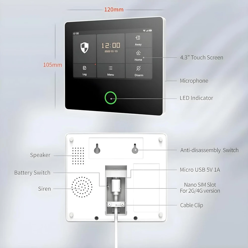 Tecpeak belaidė namų signalizacijos sistema, wifi/gsm/4g su sirenos saugikliu, užtikrina didelio efektyvumo režimą jūsų namams ir biurui apsaugoti (s1) (s1) ruda