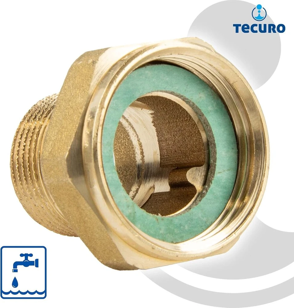 Tecuro sriegio jungtis: 1/2" mova x 3/8" vidinis sriegis, žalvaris