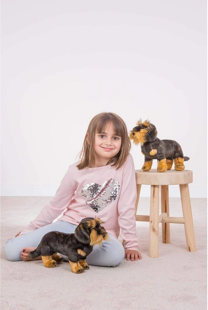 Teddy Hermann Hermann Teddy Collection 919230 28 cm šiurkščiaplaukis taksas, stovintis pliušinis žaislas