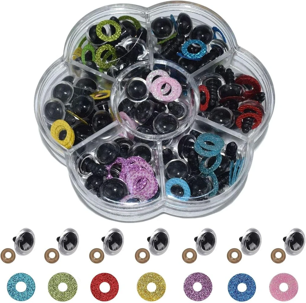 Teddy lėlių akys, 70 vnt., 10 mm plastikinės akių rinkinys, spalvingos saugos akys, plastikinės lėlių akys, blizgančios spalvingos akys su poveržle lėlei, marionetei, meškiukui, nertiems gyvūnams, pliušiniams žaislams, rankdarbiams