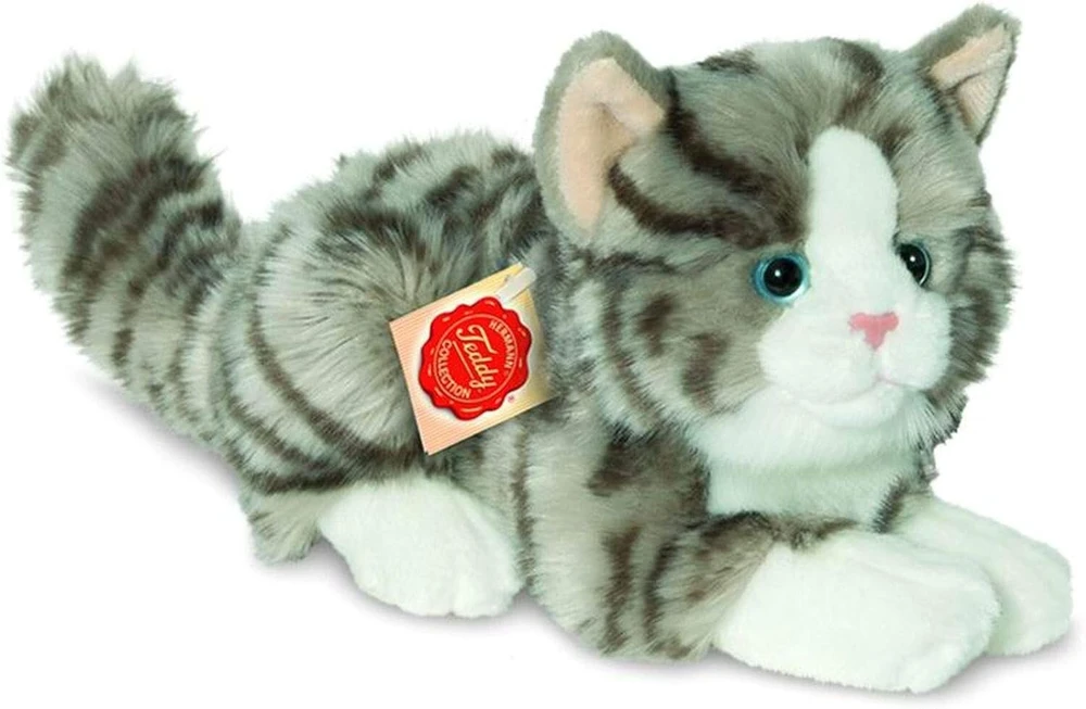 Teddyway Hermann Teddy Collection 906919 20 cm pilkas gulintis katinas, pliušinis žaislas