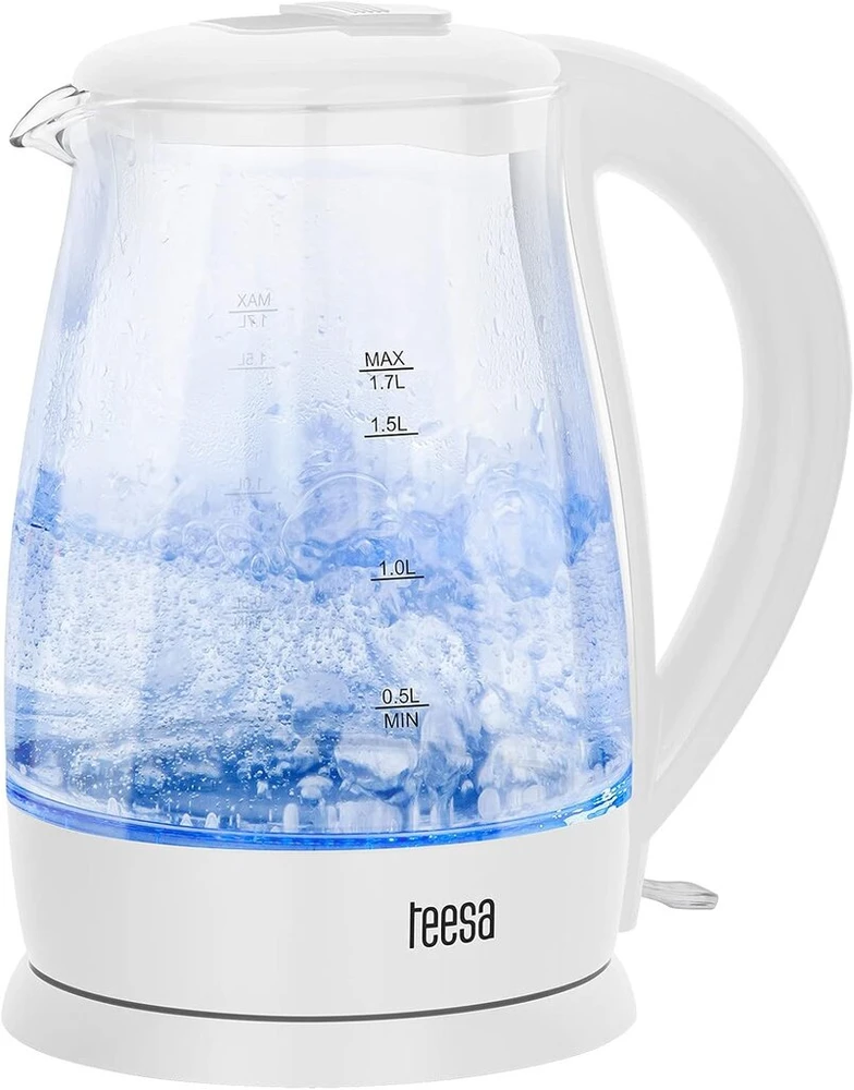 Teesa belaidis virdulys Tsa1511w 1.8 L stiklinis apšvietimas veikimo metu baltas