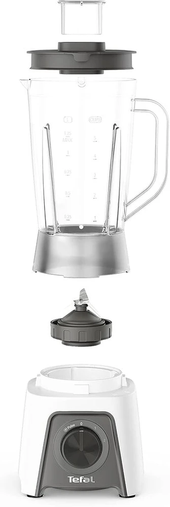 Tefal Bl2c01 Blendeo trintuvas | 450 W variklis | 1,5 litro talpa | 2 greičiai + pulso funkcija | Duraforce ašmenys | Siurbtukai patikimam stovėjimui | Balta/pilka