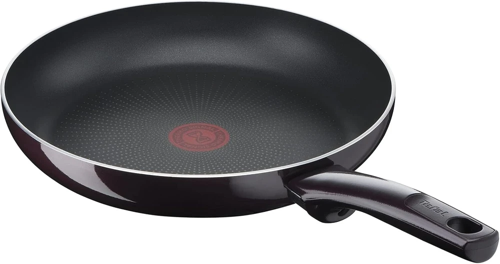 Tefal D52202 Resist Intense keptuvė 20 cm, neprideganti danga, atspari liepsnai, termo signalas, gili forma, lengvai valoma, saugi, bordo raudona