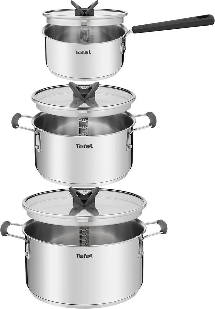 Tefal Opti'space 6 dalių puodų rinkinys | Nerūdijantis plienas