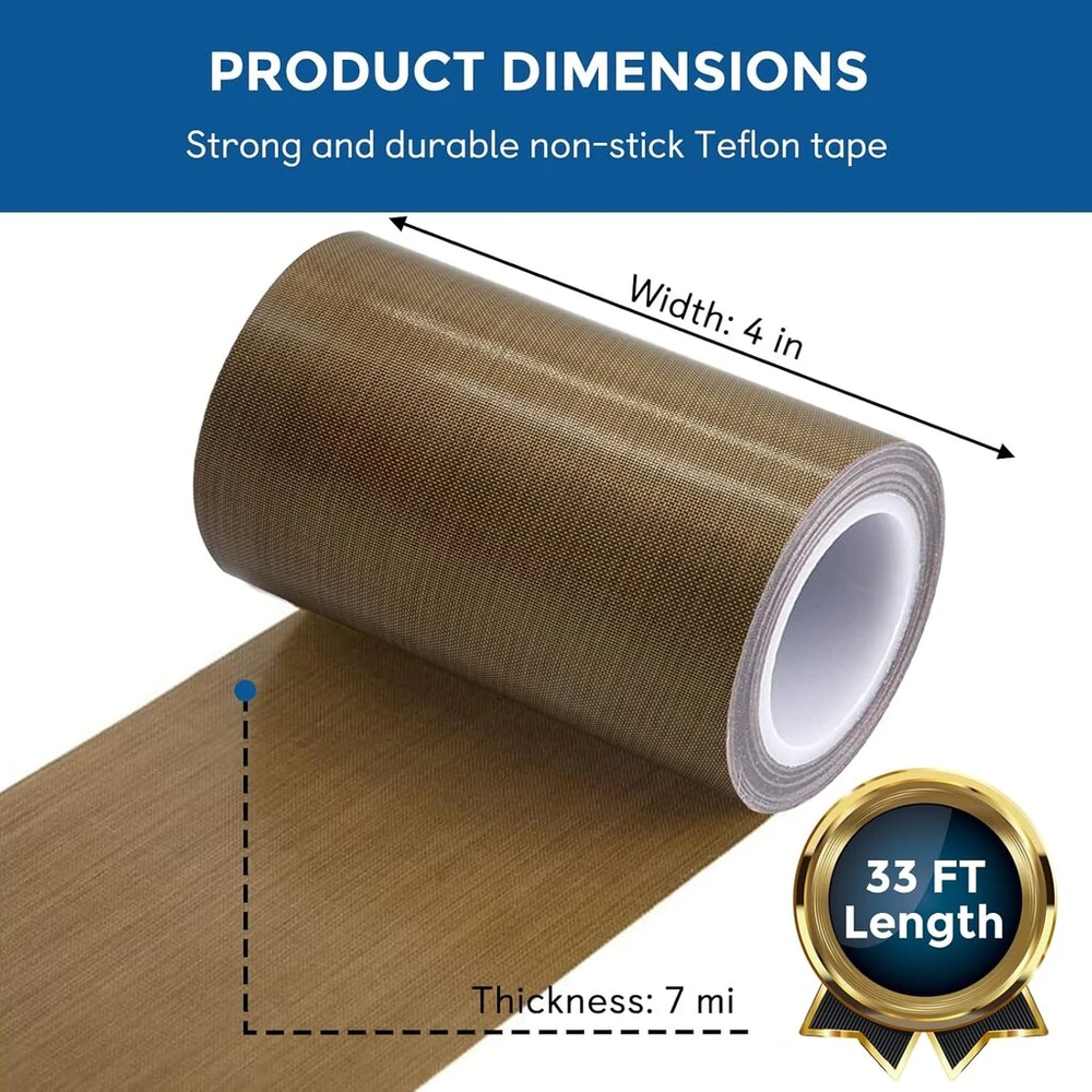 Tefloninė audinio juosta, 10 cm x 9 m ptfe juosta vakuuminiam sandarinimo aparatui, rankinio impulso sandarinimo izoliacinė ptfe dengta stiklo audinio juosta, suderinama su foodsaver, seal a meal, weston, cabella