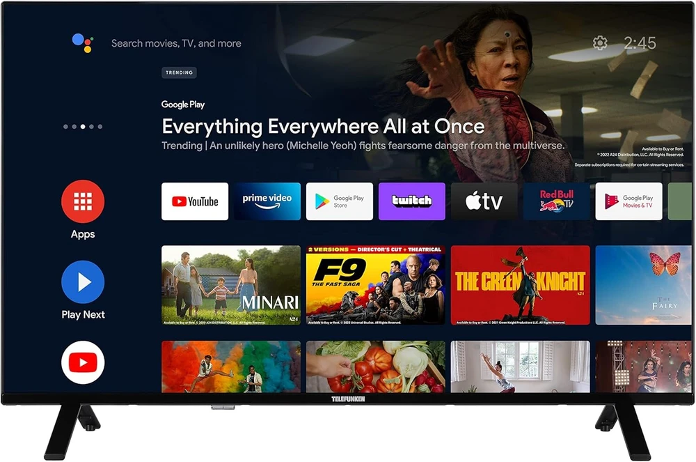 Telefunken Android Tv 43 colių (4k Uhd Smart Tv, Hdr Dolby Vision, Triple Imtuvas, Dolby Atmos) Xu43an751s