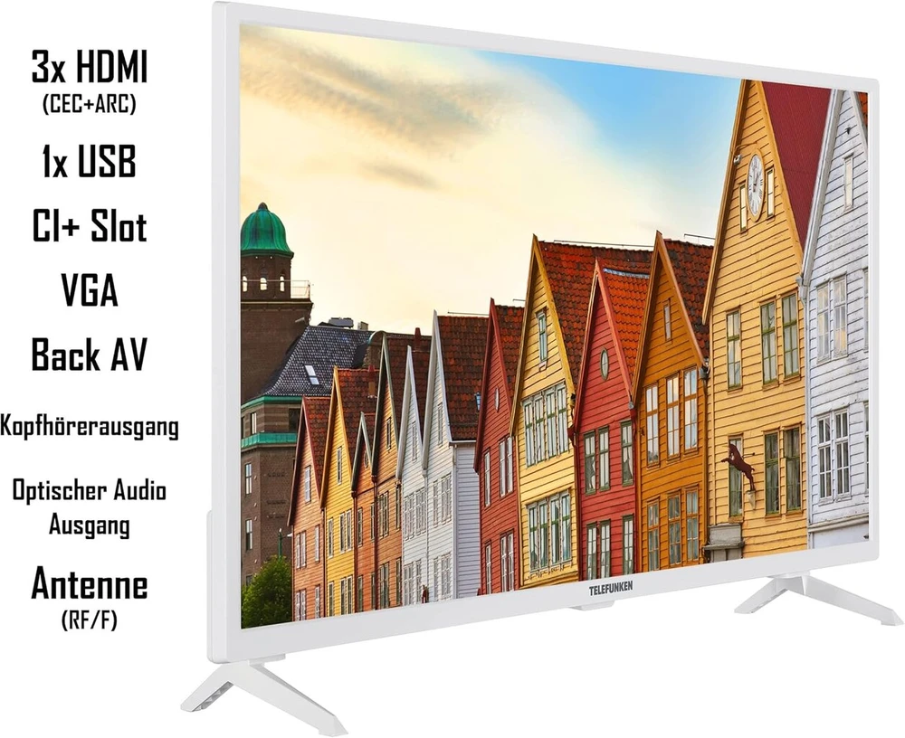 Telefunken Xf32sn550sd-w 32 colių televizorius/išmanusis televizorius (full hd, hdr, trigubas imtuvas, dvd grotuvas) - įskaitant 6 mėnesius hd+ [2023], baltas