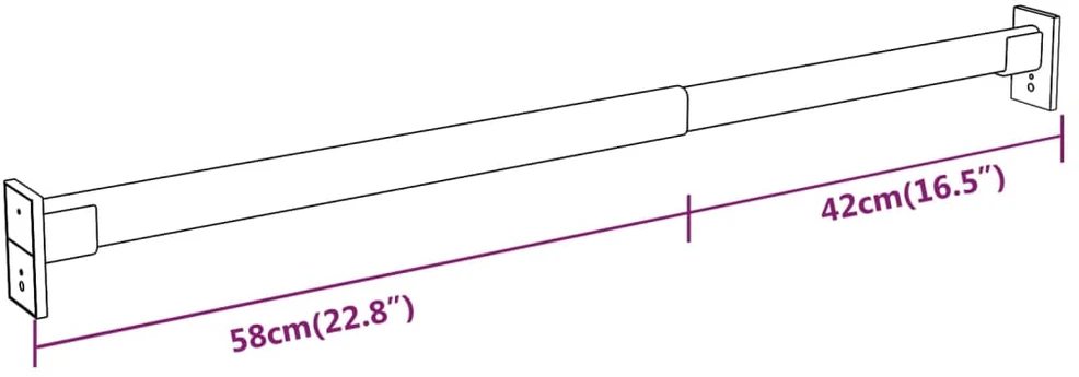 Teleskopiniai spintos skersiniai, 2vnt., sidabriniai, 58–100cm