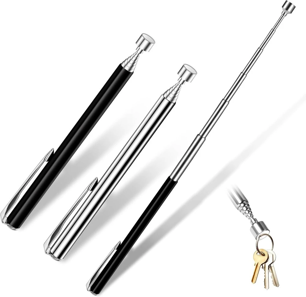 Teleskopinis magnetinis keltuvas, teleskopinis magnetas, nerūdijančio plieno magnetinis griebtuvas, teleskopinis magnetas varžtams, raktams, veržlėms, magnetinė apkrova iki 1,36 kg, 2 vnt.