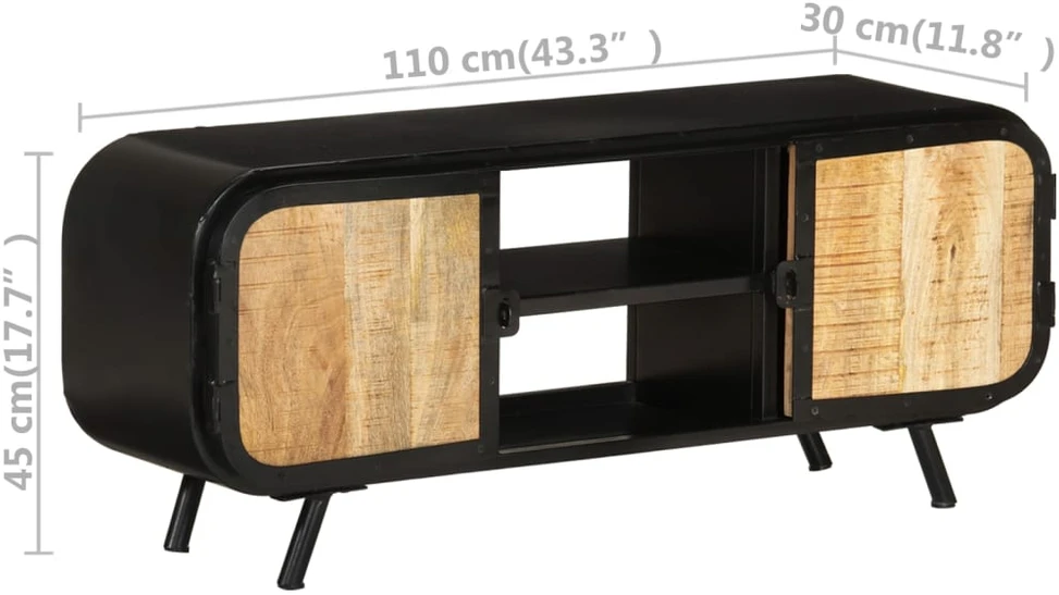 TV staliukas Televizoriaus spintelė, 110x30x45cm, neapdorota mango mediena
