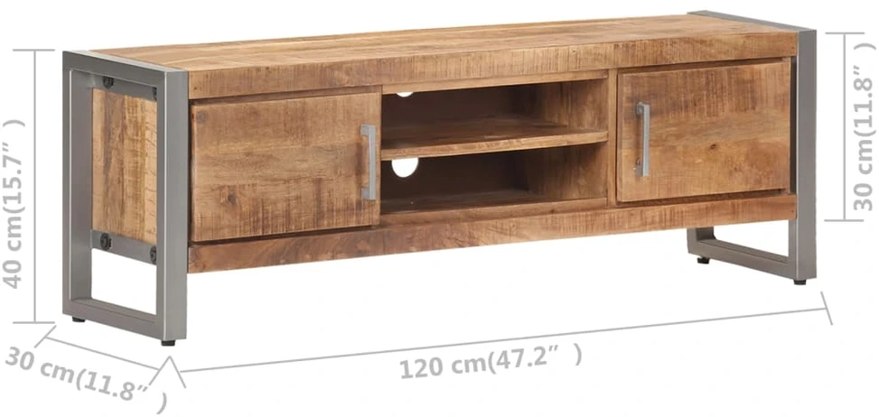 TV staliukas Televizoriaus spintelė, 120x30x40cm, neapdorota mango mediena